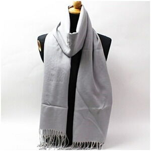 Armani Collezione Women's Large Rectangular Wool and Silk Stole in Light Gray